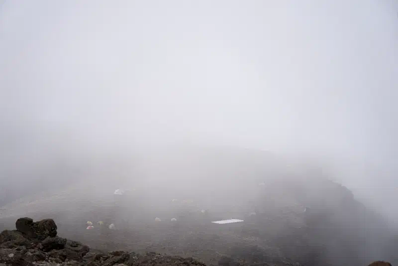View of base camp returning from summit.